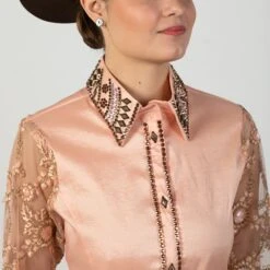 Blush Embellished Sheer Sleeve Show Blouse -Western Cowboy Equipment Shop 70169 alt3