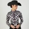 Gray And Pink Bling Show Blouse -Western Cowboy Equipment Shop 70200