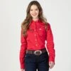 Cinch Solid Red Button Up Blouse -Western Cowboy Equipment Shop 7046 M