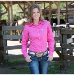 Cinch Solid Pink Button Up Blouse -Western Cowboy Equipment Shop 7048 alt3