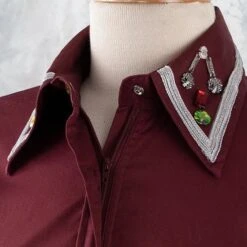 Burgundy Bling Faux Button Show Top -Western Cowboy Equipment Shop 72019 detail3