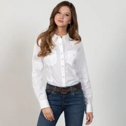 Wrangler Young Rider White Snap Blouse