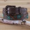 Turquoise And Copper Floral Studded Belt -Western Cowboy Equipment Shop 739454