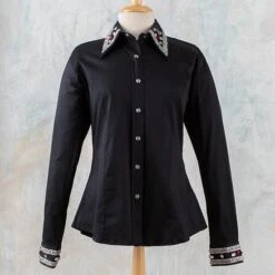 Black Bling Fuax Button Show Top 13 Black Bling Fuax Button Show Top -Western Cowboy Equipment Shop 74019