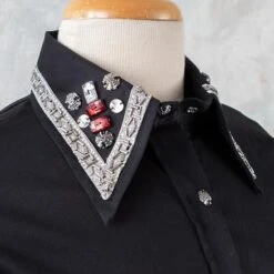 Black Bling Fuax Button Show Top 15 Black Bling Fuax Button Show Top -Western Cowboy Equipment Shop 74019 detail1
