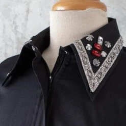 Black Bling Fuax Button Show Top 17 Black Bling Fuax Button Show Top -Western Cowboy Equipment Shop 74019 detail3
