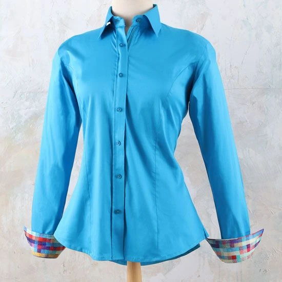 Faux Button Zip Stretch Sateen Turquoise Show Top 5 Faux Button Zip Stretch Sateen Turquoise Show Top - Image 3