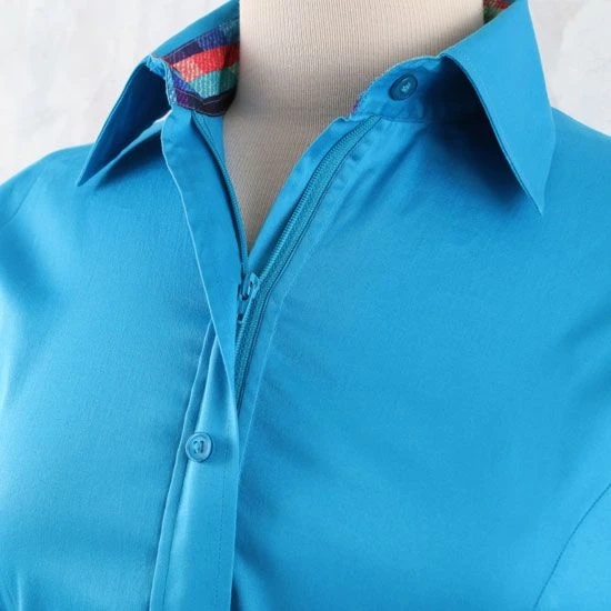 Faux Button Zip Stretch Sateen Turquoise Show Top 8 Faux Button Zip Stretch Sateen Turquoise Show Top - Image 6