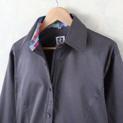 Faux Button Zip Stretch Sateen Grey Show Top -Western Cowboy Equipment Shop 76642 detail