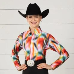 Water Color Zip Front Show Top