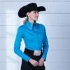 Rhinestone Collar Turquoise Show Blouse 1 Rhinestone Collar Turquoise Show Blouse -Western Cowboy Equipment Shop 80856