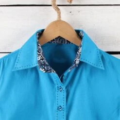 Teal Buckstitch Show Blouse -Western Cowboy Equipment Shop 84096 detail