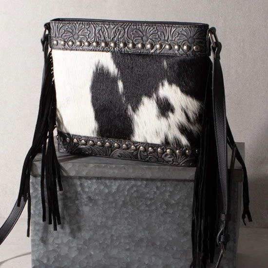 Trinity Ranch Floral Tooled Black Cowhide Crossbody 3 Trinity Ranch Floral Tooled Black Cowhide Crossbody