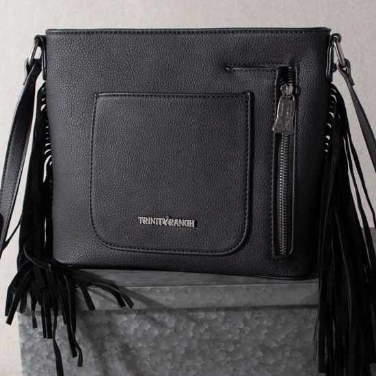 Trinity Ranch Floral Tooled Black Cowhide Crossbody 4 Trinity Ranch Floral Tooled Black Cowhide Crossbody - Image 2