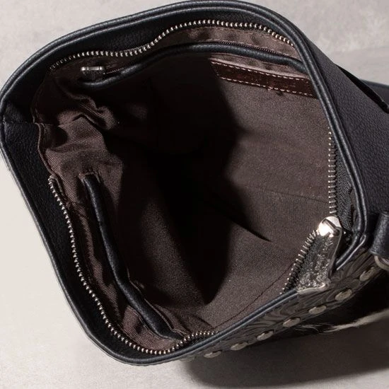 Trinity Ranch Floral Tooled Black Cowhide Crossbody 5 Trinity Ranch Floral Tooled Black Cowhide Crossbody - Image 3