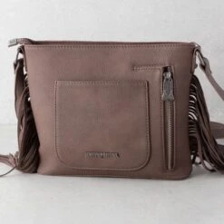 Trinity Ranch Brown Floral Tooled Cowhide Crossbody -Western Cowboy Equipment Shop 849154 back A