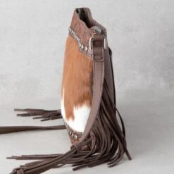 Trinity Ranch Brown Floral Tooled Cowhide Crossbody -Western Cowboy Equipment Shop 849154 side A