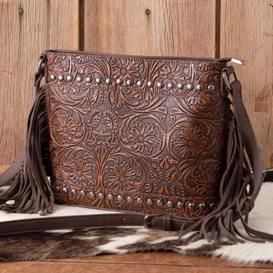 Trinity Ranch Coffee Floral Tooled Crossbody 3 Trinity Ranch Coffee Floral Tooled Crossbody