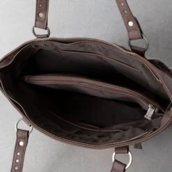 Trinity Ranch Brown Floral Tooled Cowhide Tote -Western Cowboy Equipment Shop 849158 int A