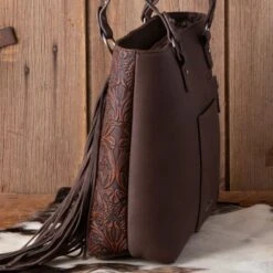 Trinity Ranch Coffee Floral Tooled Tote -Western Cowboy Equipment Shop 849159 side A
