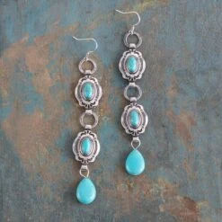 Silver Turquoise Dangle Earrings