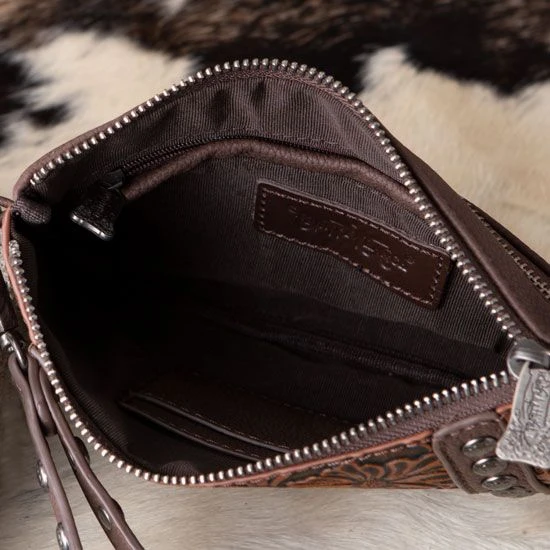 Trinity Ranch Coffee Floral Tooled Clutch 5 Trinity Ranch Coffee Floral Tooled Clutch - Image 3