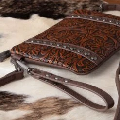 Trinity Ranch Coffee Floral Tooled Clutch 9 Trinity Ranch Coffee Floral Tooled Clutch -Western Cowboy Equipment Shop 849963 side A
