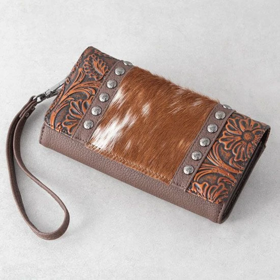 Trinity Ranch Brown Cowhide Floral Tooled Wallet 3 Trinity Ranch Brown Cowhide Floral Tooled Wallet