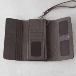 Trinity Ranch Brown Cowhide Floral Tooled Wallet 9 Trinity Ranch Brown Cowhide Floral Tooled Wallet -Western Cowboy Equipment Shop 849965 int A