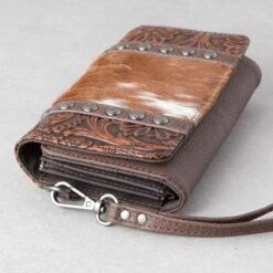 Trinity Ranch Brown Cowhide Floral Tooled Wallet 11 Trinity Ranch Brown Cowhide Floral Tooled Wallet -Western Cowboy Equipment Shop 849965 side A