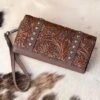 Trinity Ranch Coffee Floral Tooled Wallet -Western Cowboy Equipment Shop 849966 A