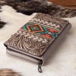 Khaki Aztec Wallet -Western Cowboy Equipment Shop 849970 side A