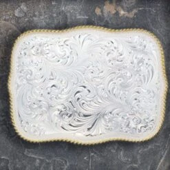 Montana Silversmiths Large Square Rope Edge Buckle