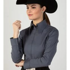 Dark Gray Zip Front Show Blouse -Western Cowboy Equipment Shop 87333 alt2