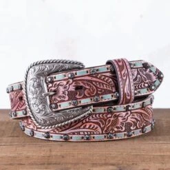 Roper Tooled Turquoise Buckstitch Belt