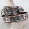 Roper Blue And Cream Floral Belt -Western Cowboy Equipment Shop 8848790 A