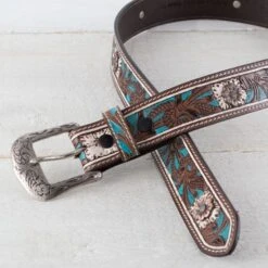 Roper Blue And Cream Floral Belt -Western Cowboy Equipment Shop 8848790 detaail A
