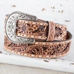 ROPER Brown Floral Tooled Belt