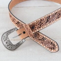 ROPER Brown Floral Tooled Belt -Western Cowboy Equipment Shop 8851790 detail A