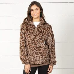 Untamed Leopard Sherpa Pullover -Western Cowboy Equipment Shop 88915 alt1