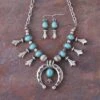 Burnished Silver Squash Blossom Necklace Set -Western Cowboy Equipment Shop 90371