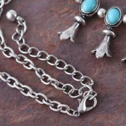 Burnished Silver Squash Blossom Necklace Set -Western Cowboy Equipment Shop 90371 detail2