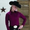 Burgundy Zip Front Show Blouse 1 Burgundy Zip Front Show Blouse -Western Cowboy Equipment Shop 92074 2
