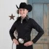Black Show Blouse With Zip Front 1 Black Show Blouse With Zip Front -Western Cowboy Equipment Shop 9210