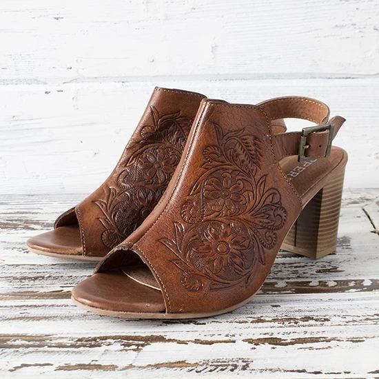 Roper Open Toe Mika Tooled Mule 3 Roper Open Toe Mika Tooled Mule