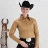 Beige Show Blouse With Zip Front -Western Cowboy Equipment Shop 92181 1
