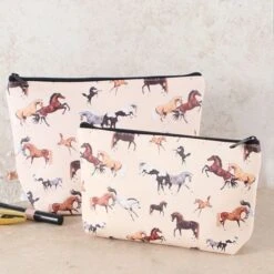 Lila Large White Horse Cosmetic Bag 9 Lila Large White Horse Cosmetic Bag -Western Cowboy Equipment Shop 926209 926218 grp