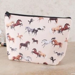 Lila Large White Horse Cosmetic Bag