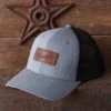 Wrangler Leather Patch Grey And Black Ball Cap -Western Cowboy Equipment Shop 93349