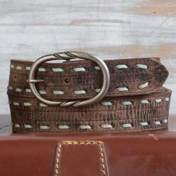 Distressed Buffalo Leather Whipstitch Belt
